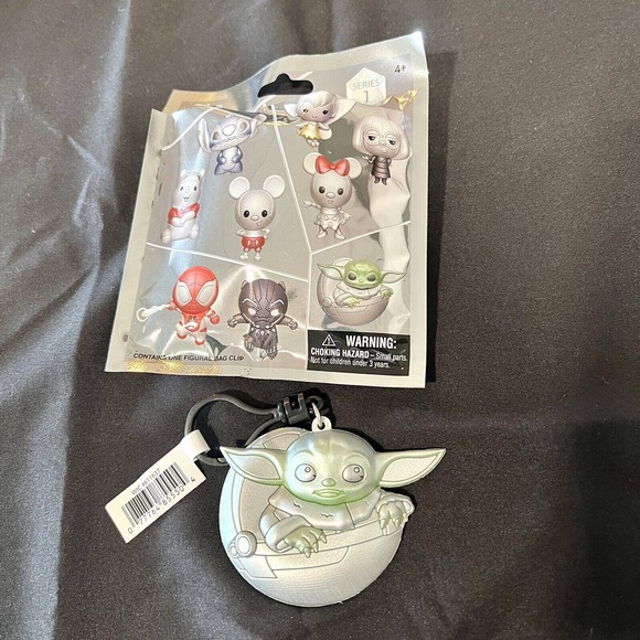 Disney Accessories - Disney 100 Platinum * Silver Baby Yoda Grogu Clip Blind Bag Monogram Keychain